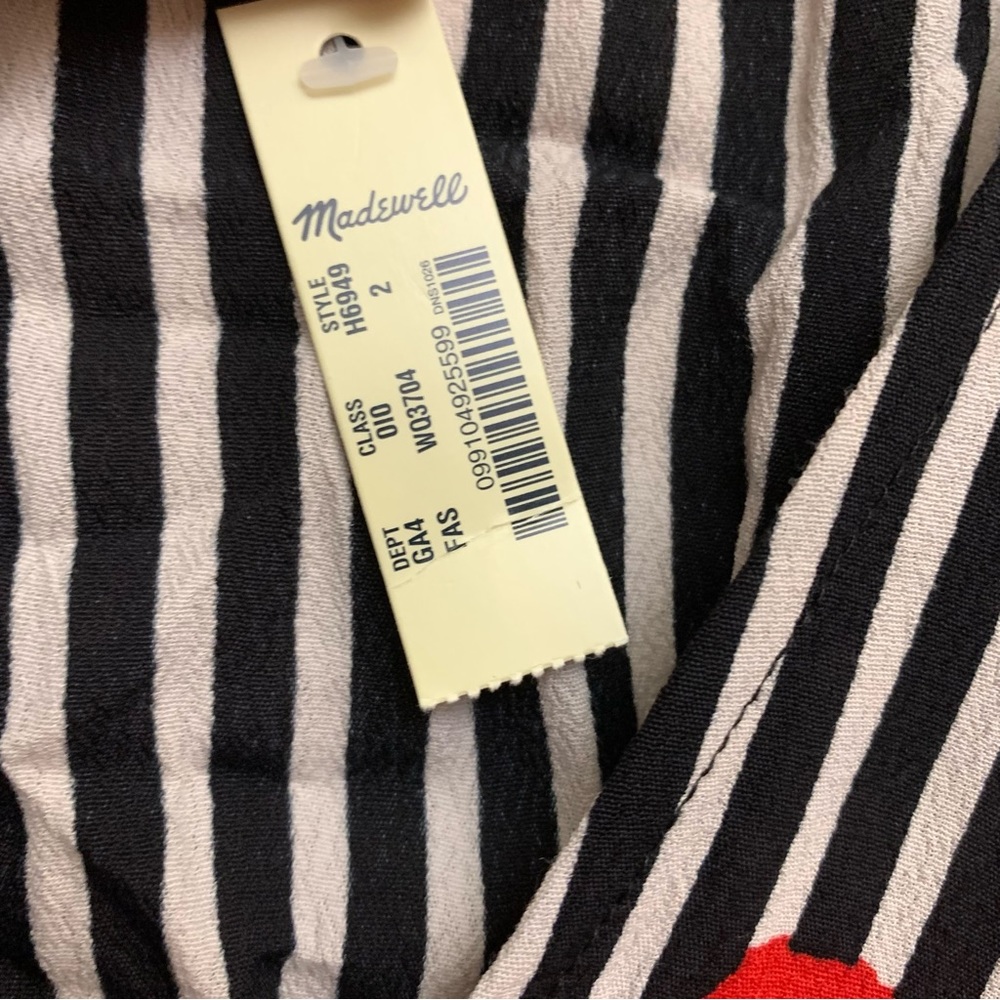 Madewell Candied Orchid Floral Wrap Dress Ruffle Hem Striped Size 2 NWT - Picture 11 of 11